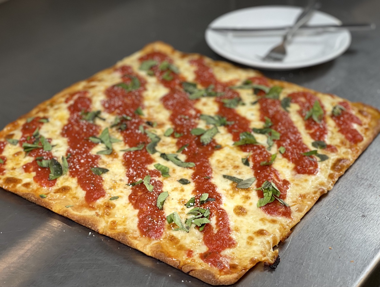 Thin crust Grandma pizza, Stella Pizza Cherry Hill NJ