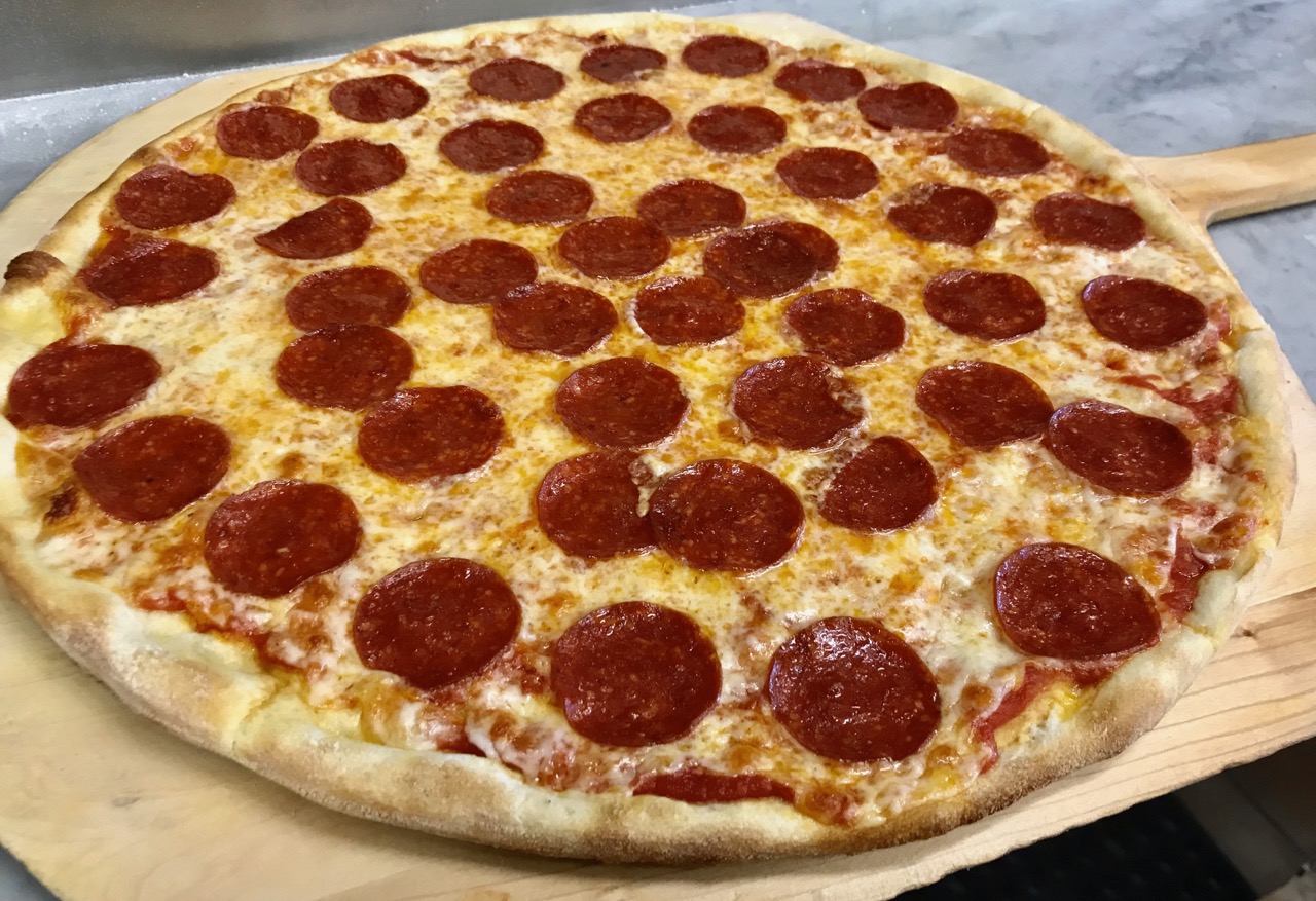 Thin crust pepperoni pizza, Stella Pizza Cherry Hill NJ